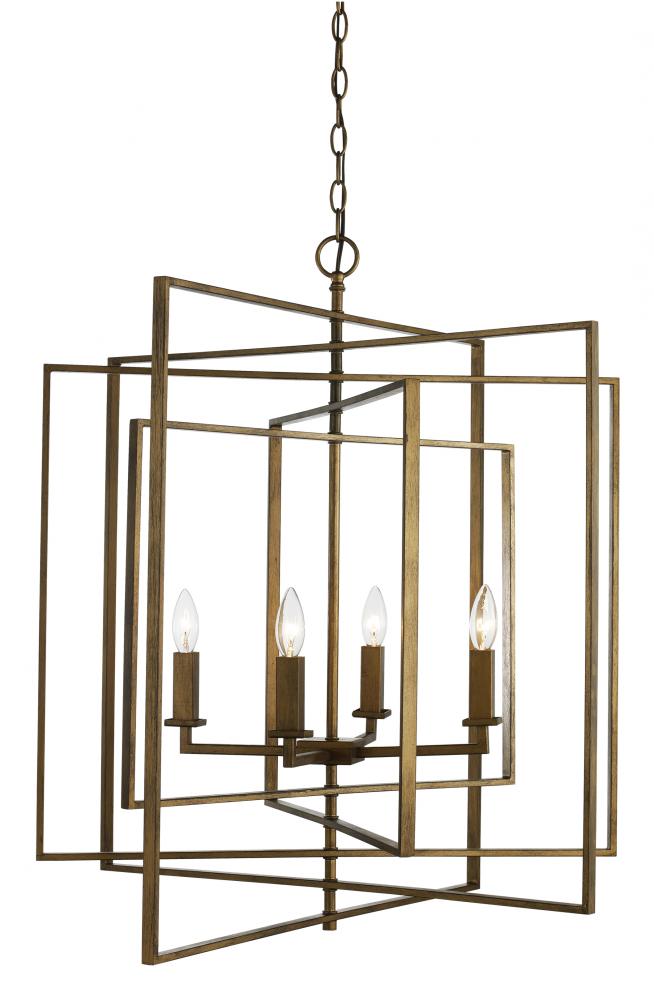 4LT-CUBE CHANDELIER LRG-AG